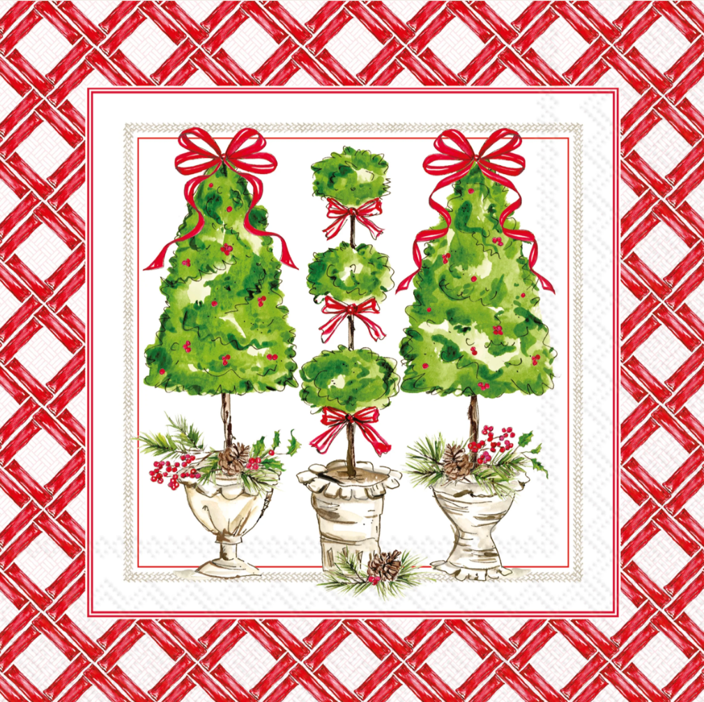 Boston International Cocktail-Servietten – 3-lagig, 12,7x12,7 Cm, Weihnachtsstern-Muster, Grün